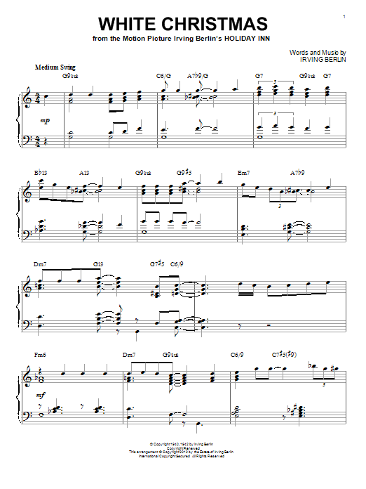 Irving Berlin White Christmas [Jazz version] (arr. Brent Edstrom) Sheet Music Notes & Chords for Piano - Download or Print PDF