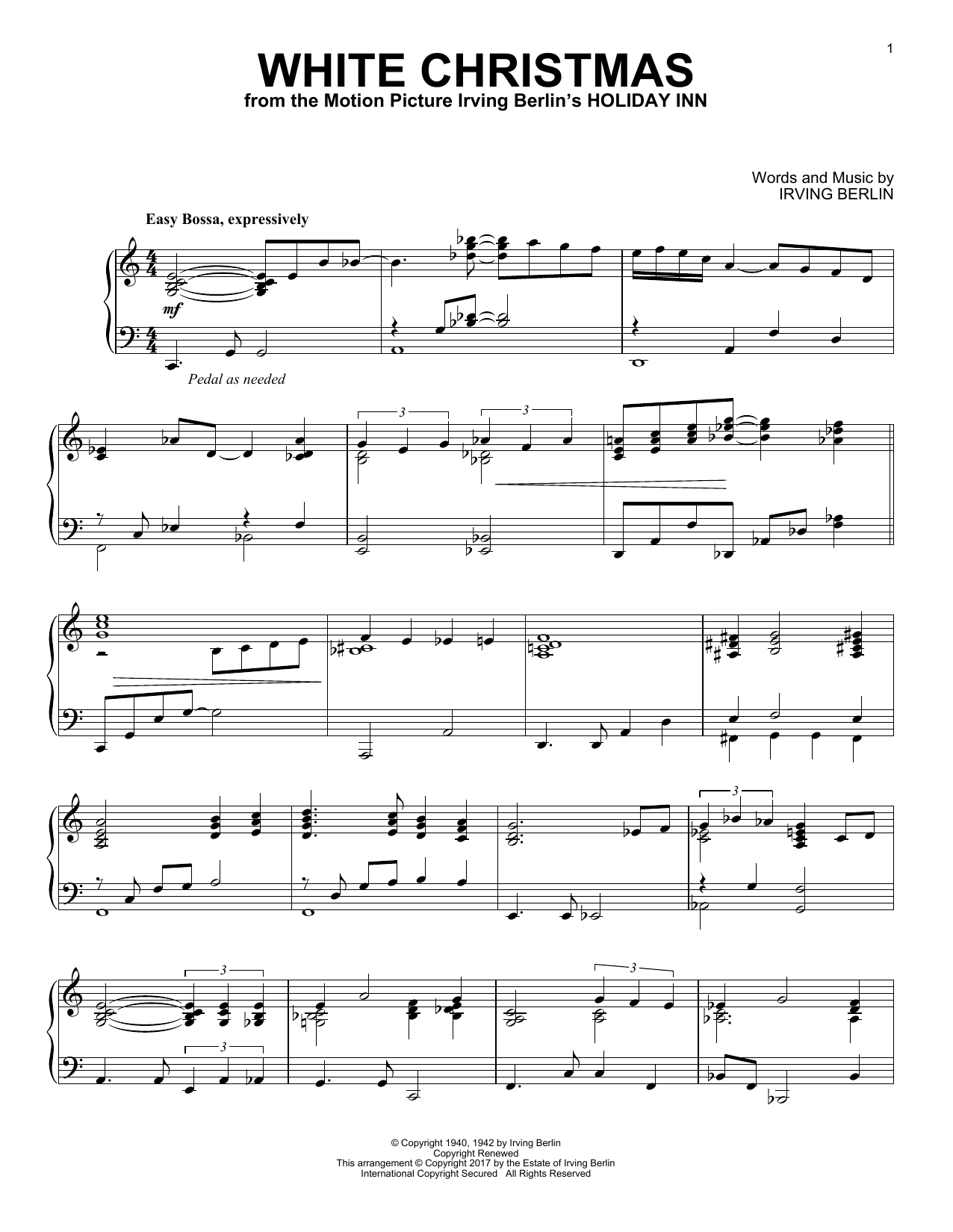 Irving Berlin White Christmas [Jazz version] Sheet Music Notes & Chords for Piano - Download or Print PDF