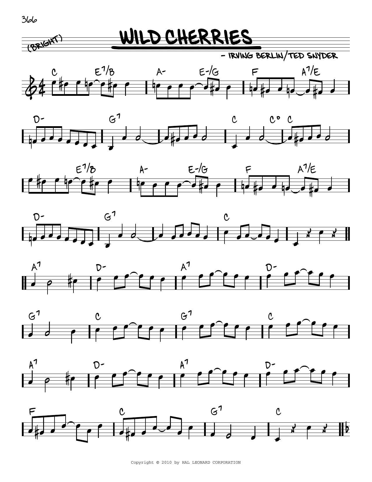 Irving Berlin Wild Cherries (arr. Robert Rawlins) Sheet Music Notes & Chords for Real Book – Melody, Lyrics & Chords - Download or Print PDF