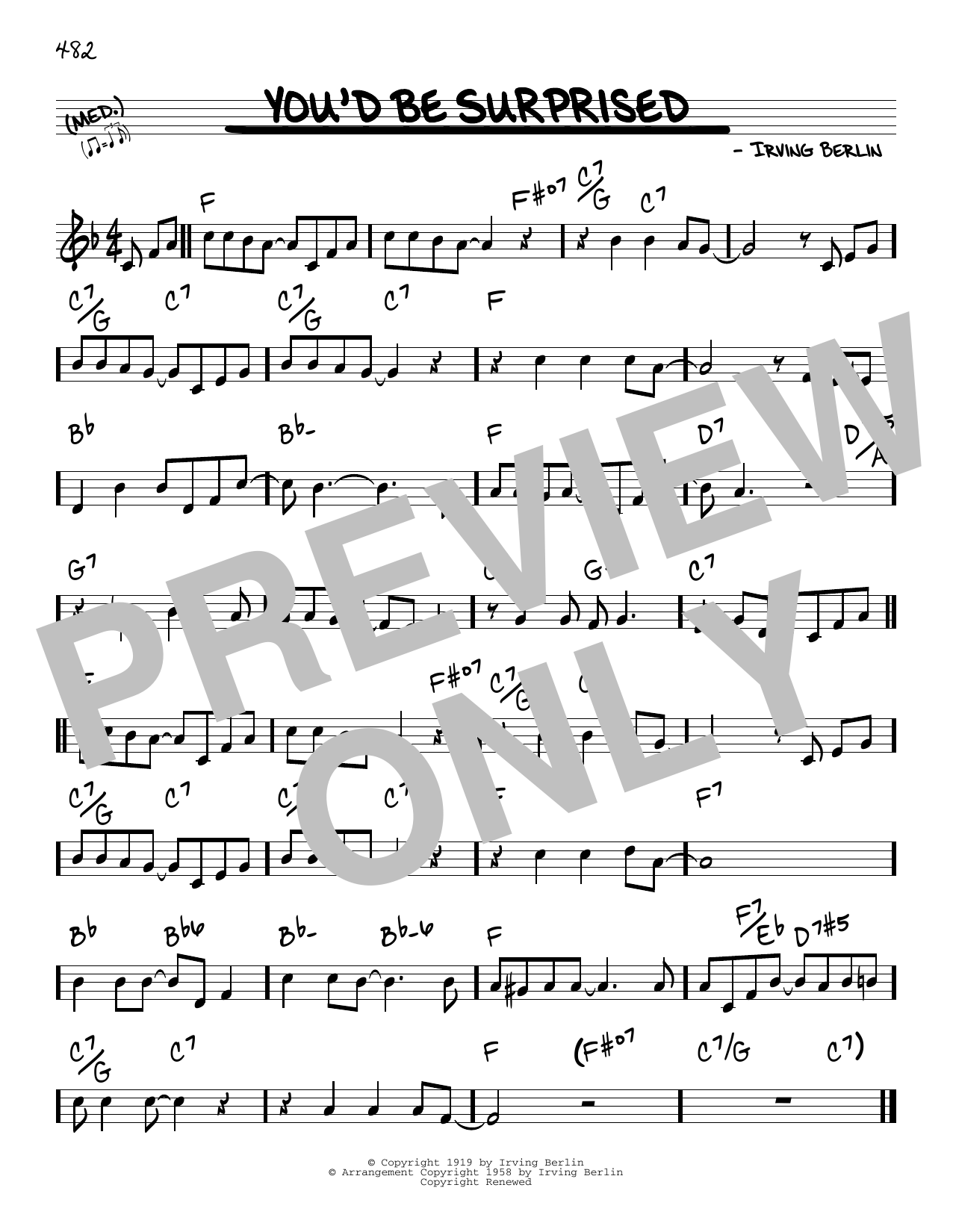 Irving Berlin You'd Be Surprised Sheet Music Notes & Chords for Real Book – Melody & Chords - Download or Print PDF