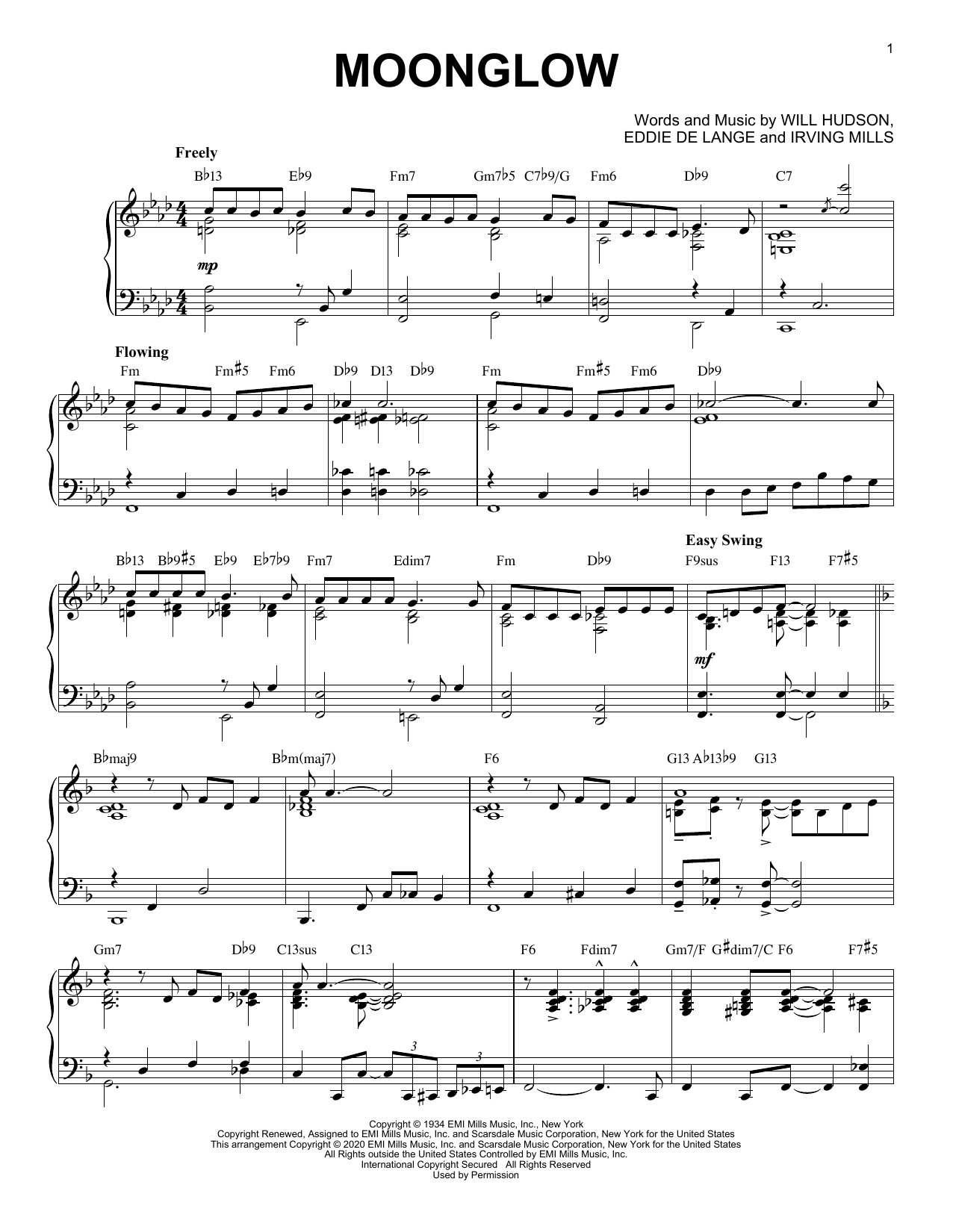 Irving Mills Moonglow [Jazz version] (arr. Brent Edstrom) Sheet Music Notes & Chords for Piano Solo - Download or Print PDF