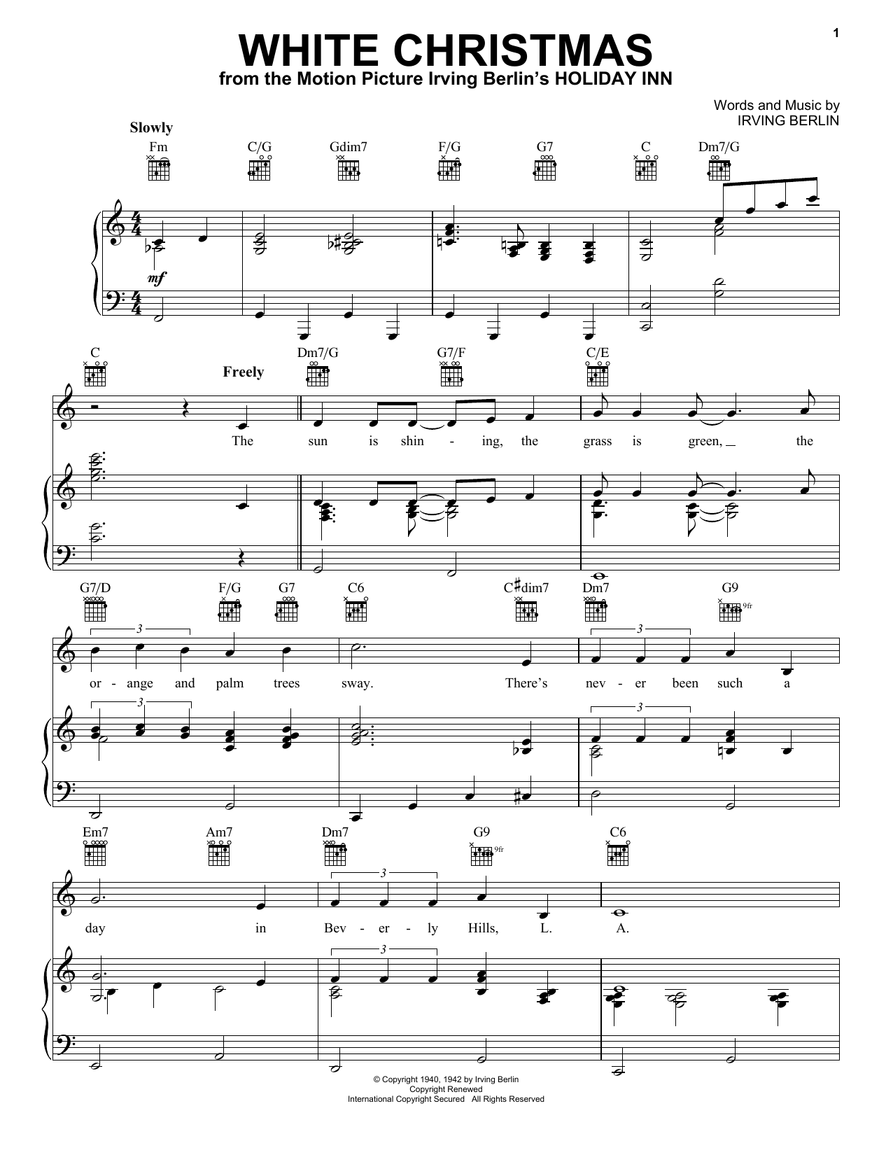 Irving Berlin White Christmas Sheet Music Download PDF Score 250395