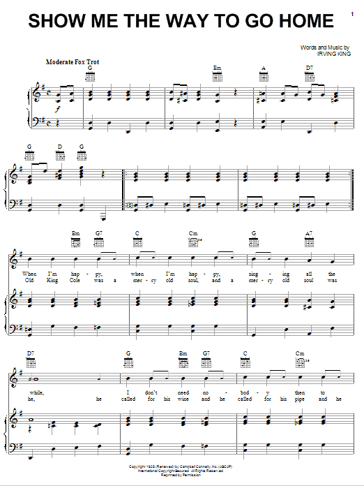 Irving King Show Me The Way To Go Home Sheet Music Download Pdf Score 36157