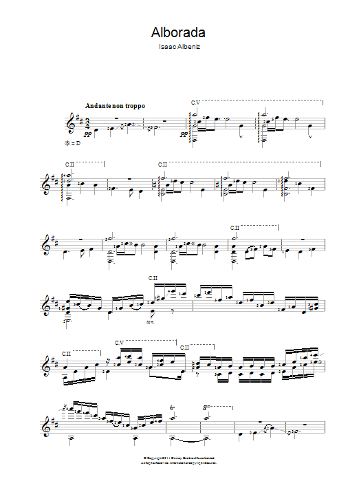 Isaac Albéniz Alborada Sheet Music Notes & Chords for Guitar - Download or Print PDF