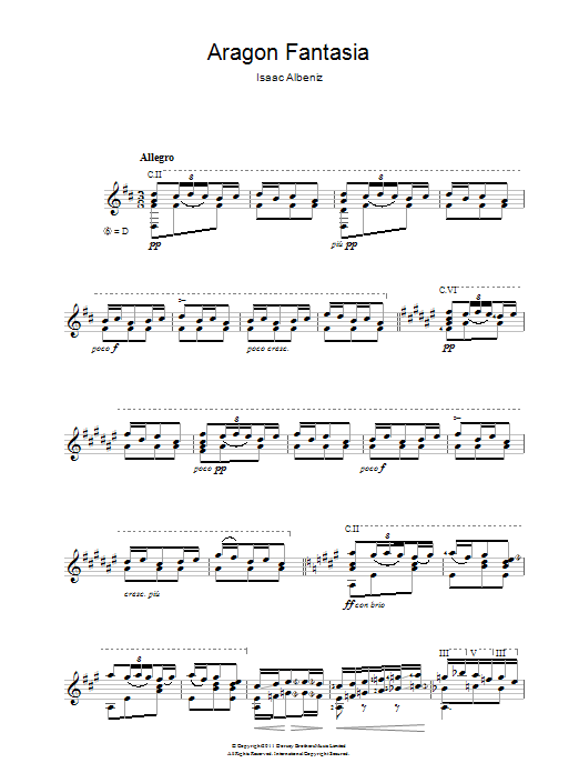 Isaac Albéniz Aragon Fantasia Sheet Music Notes & Chords for Guitar - Download or Print PDF