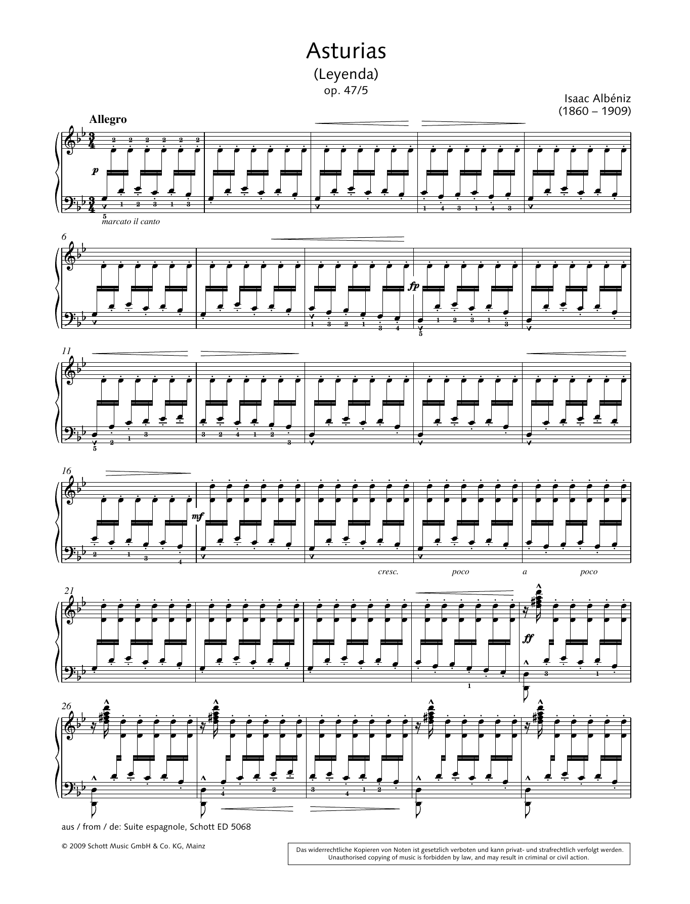 Isaac Albeniz Asturias Sheet Music Notes & Chords for Piano Solo - Download or Print PDF