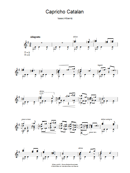 Isaac Albéniz Capricho Catalan Sheet Music Notes & Chords for Guitar - Download or Print PDF