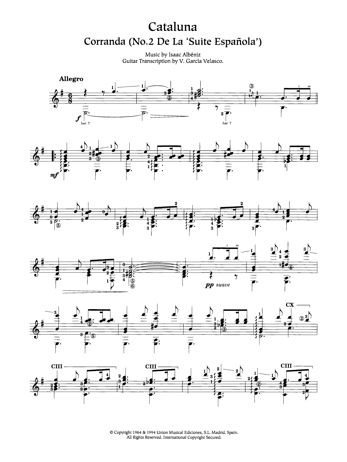 Isaac Albéniz Cataluna Sheet Music Notes & Chords for Guitar - Download or Print PDF