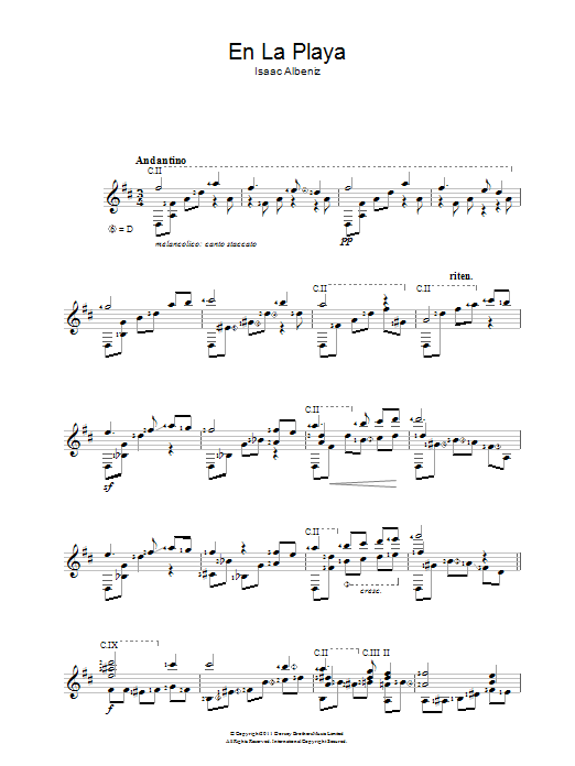 Isaac Albéniz En La Playa Sheet Music Notes & Chords for Guitar - Download or Print PDF