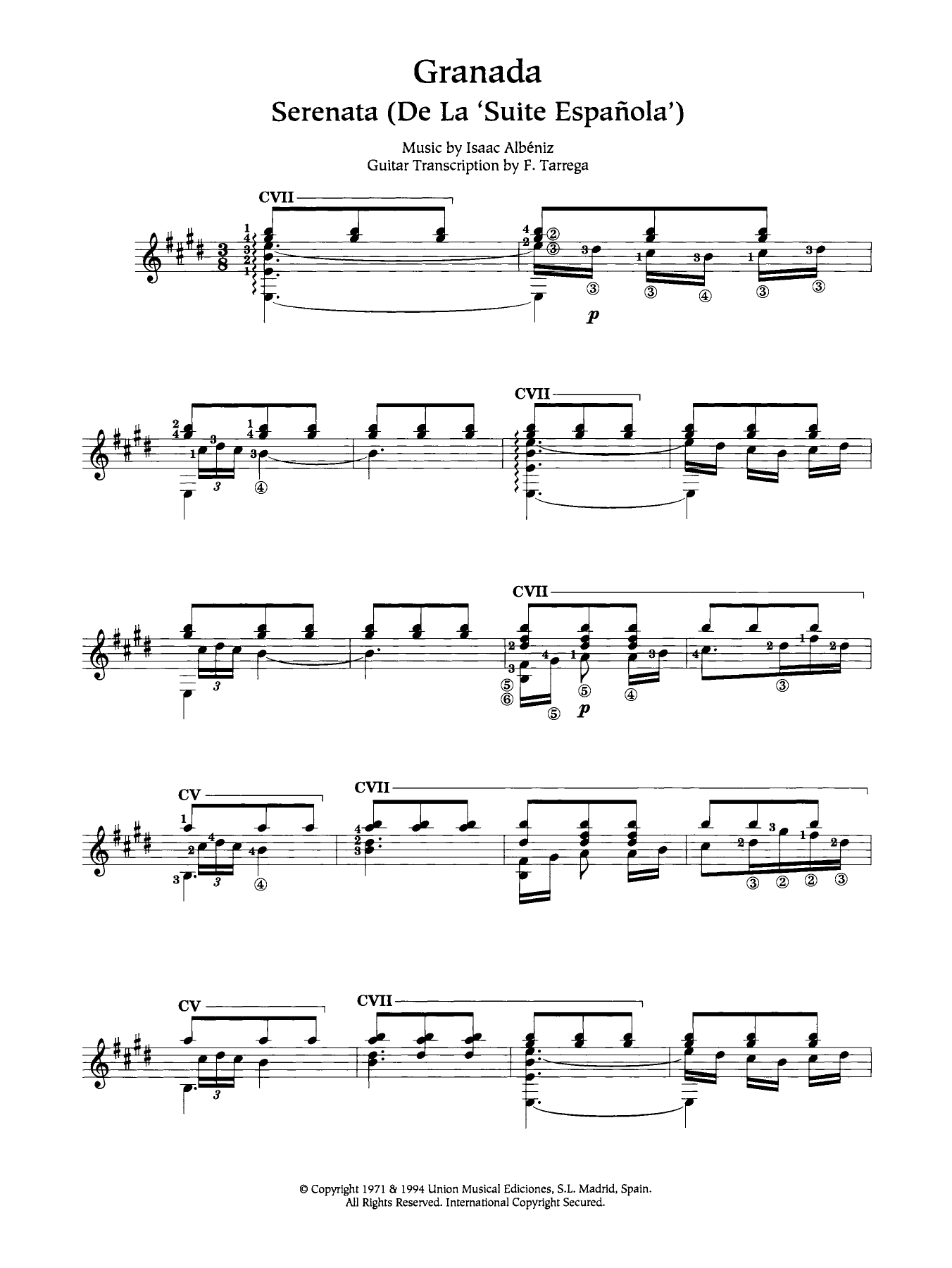 Isaac Albéniz Granada Sheet Music Notes & Chords for Guitar - Download or Print PDF