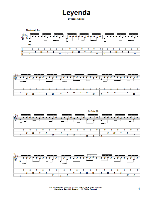 Isaac Albeniz Leyenda (Excerpt) Sheet Music Notes & Chords for Guitar Tab - Download or Print PDF