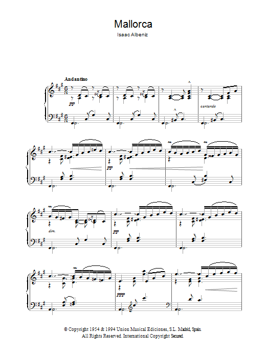 Isaac Albéniz Mallorca Sheet Music Notes & Chords for Piano - Download or Print PDF