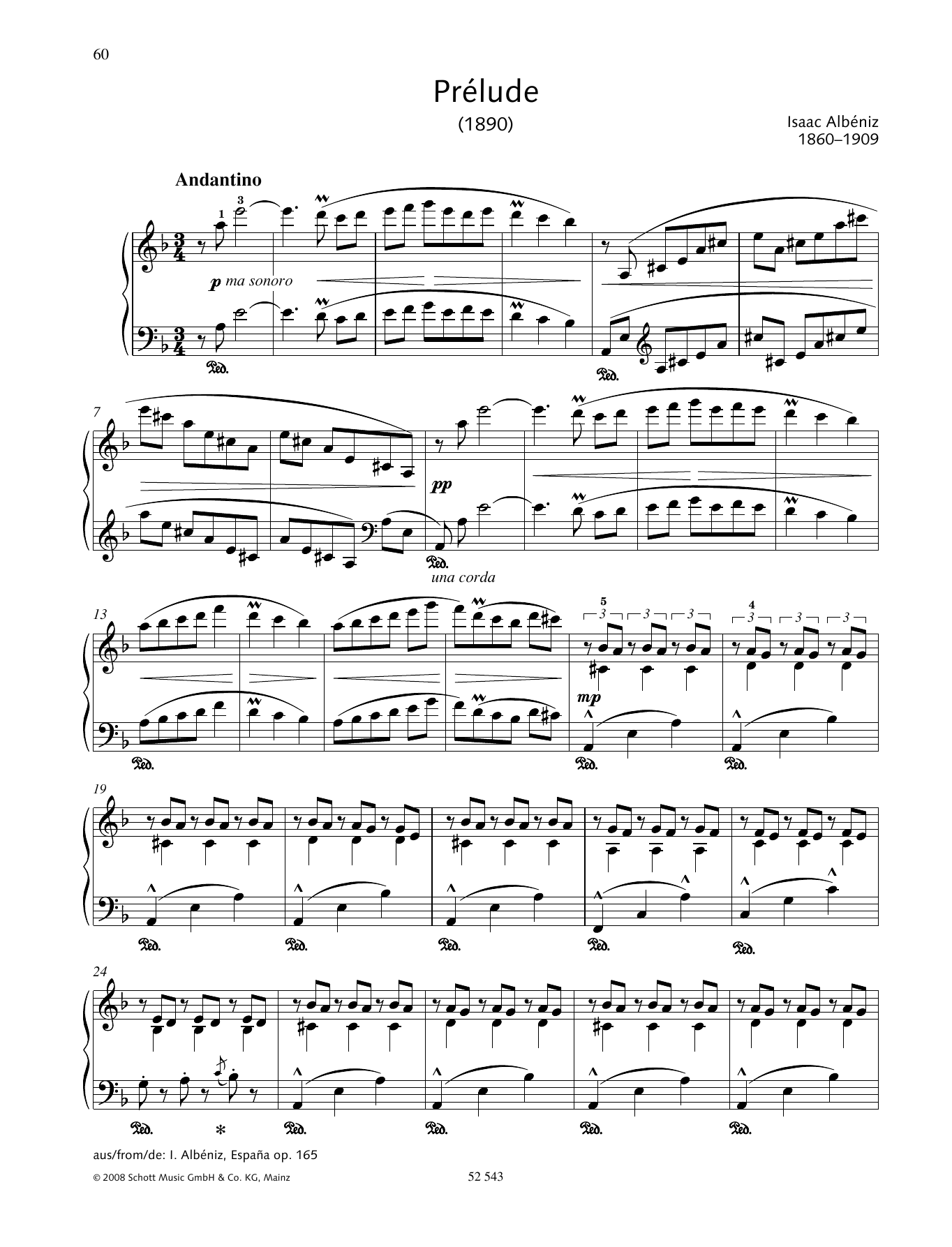 Isaac Albéniz Prélude Sheet Music Notes & Chords for Piano Solo - Download or Print PDF