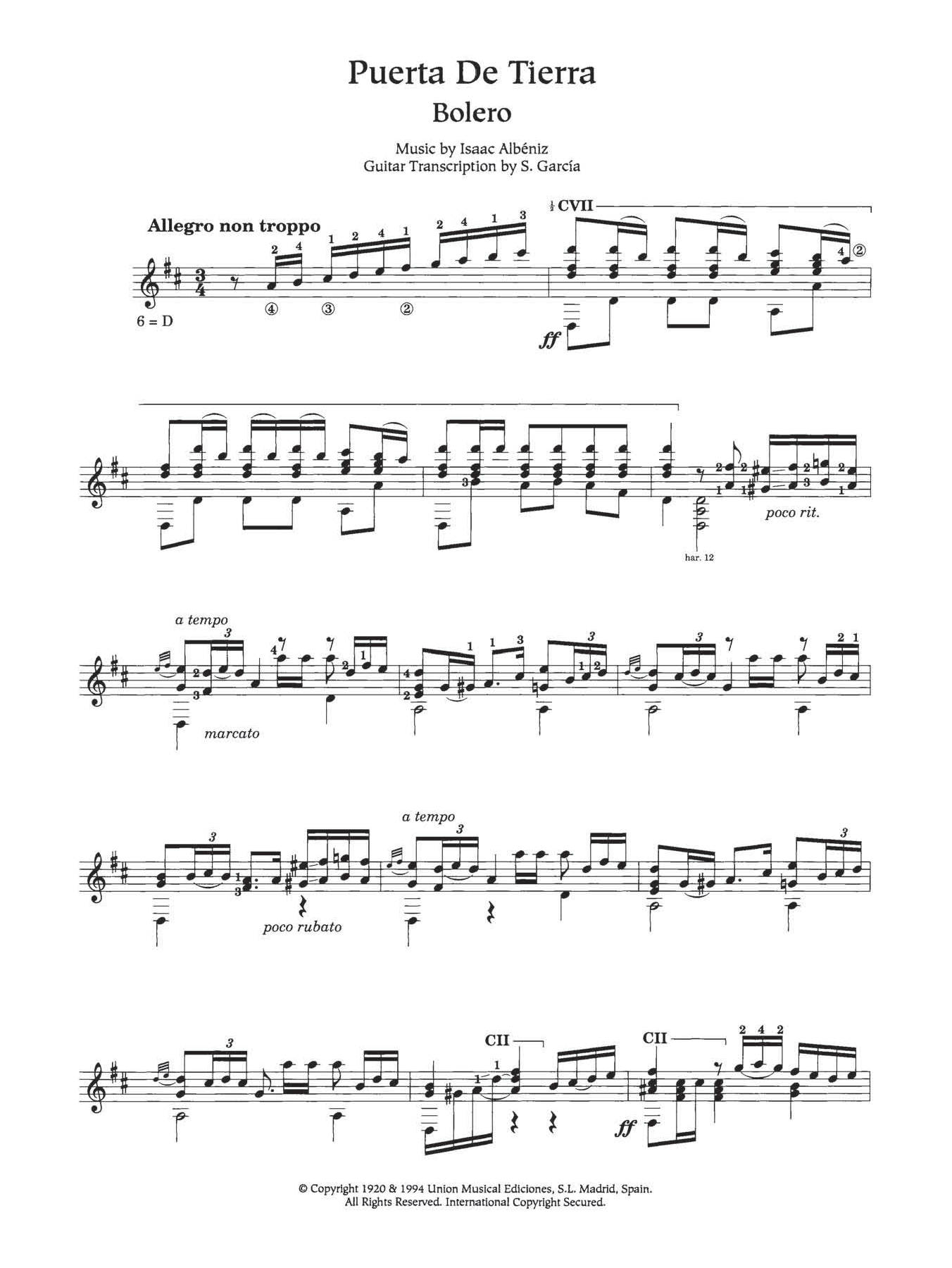 Isaac Albéniz Puerta De Tierra Sheet Music Notes & Chords for Guitar - Download or Print PDF