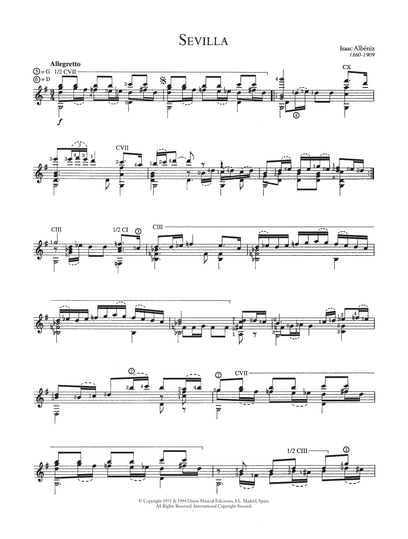 Isaac Albéniz Sevilla Sheet Music Notes & Chords for Guitar - Download or Print PDF