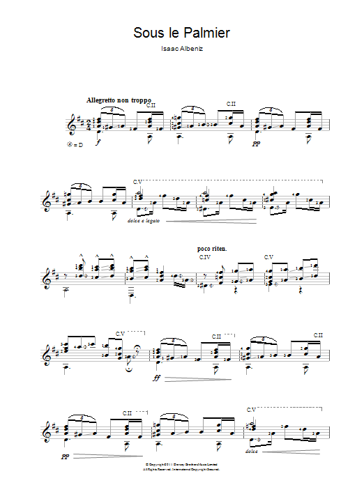 Isaac Albéniz Sous Le Palmier Sheet Music Notes & Chords for Guitar - Download or Print PDF
