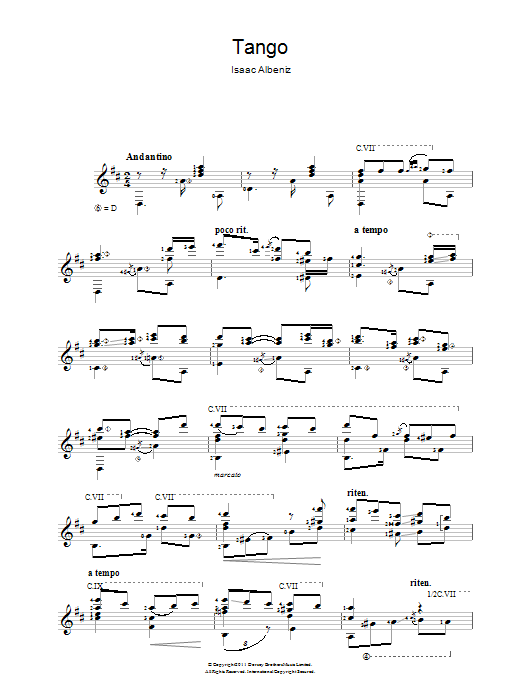 Isaac Albéniz Tango Sheet Music Notes & Chords for String Solo - Download or Print PDF