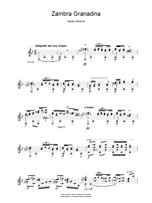 Isaac Albéniz Zambra Granadina Sheet Music Notes & Chords for Guitar - Download or Print PDF
