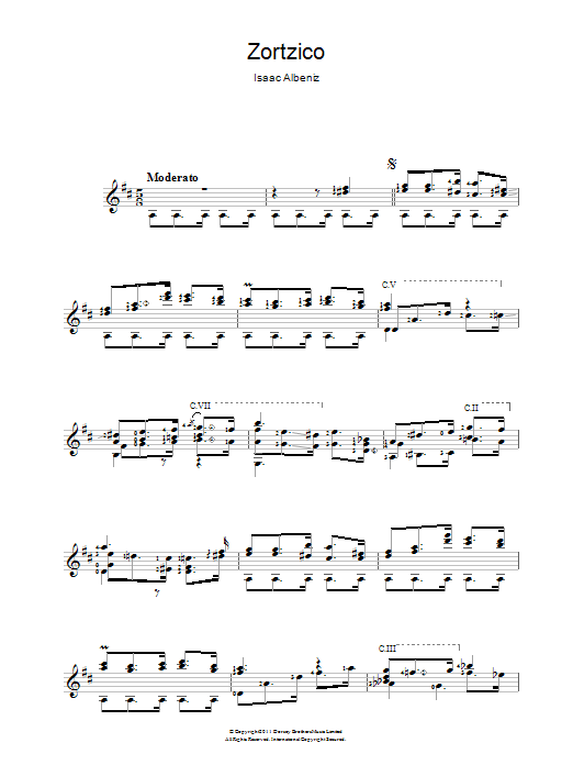 Isaac Albéniz Zortzico Sheet Music Notes & Chords for Guitar - Download or Print PDF