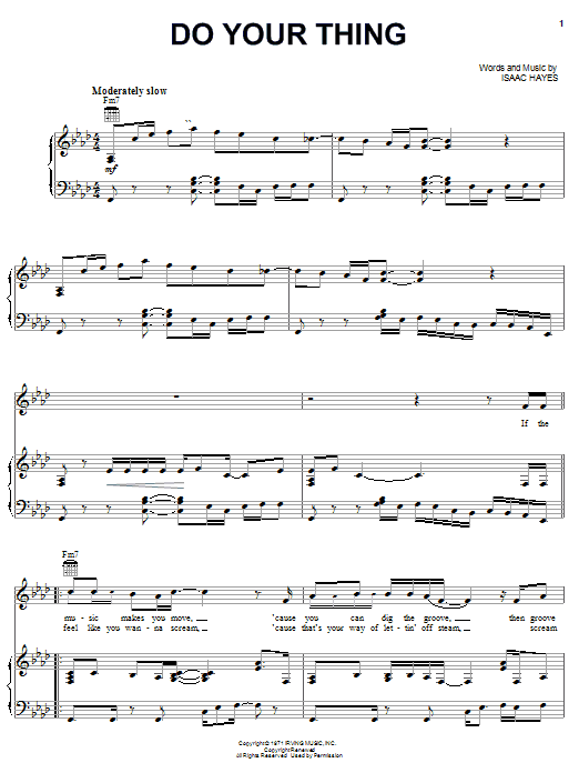 Isaac Hayes Do Your Thing Sheet Music Notes & Chords for Piano, Vocal & Guitar (Right-Hand Melody) - Download or Print PDF