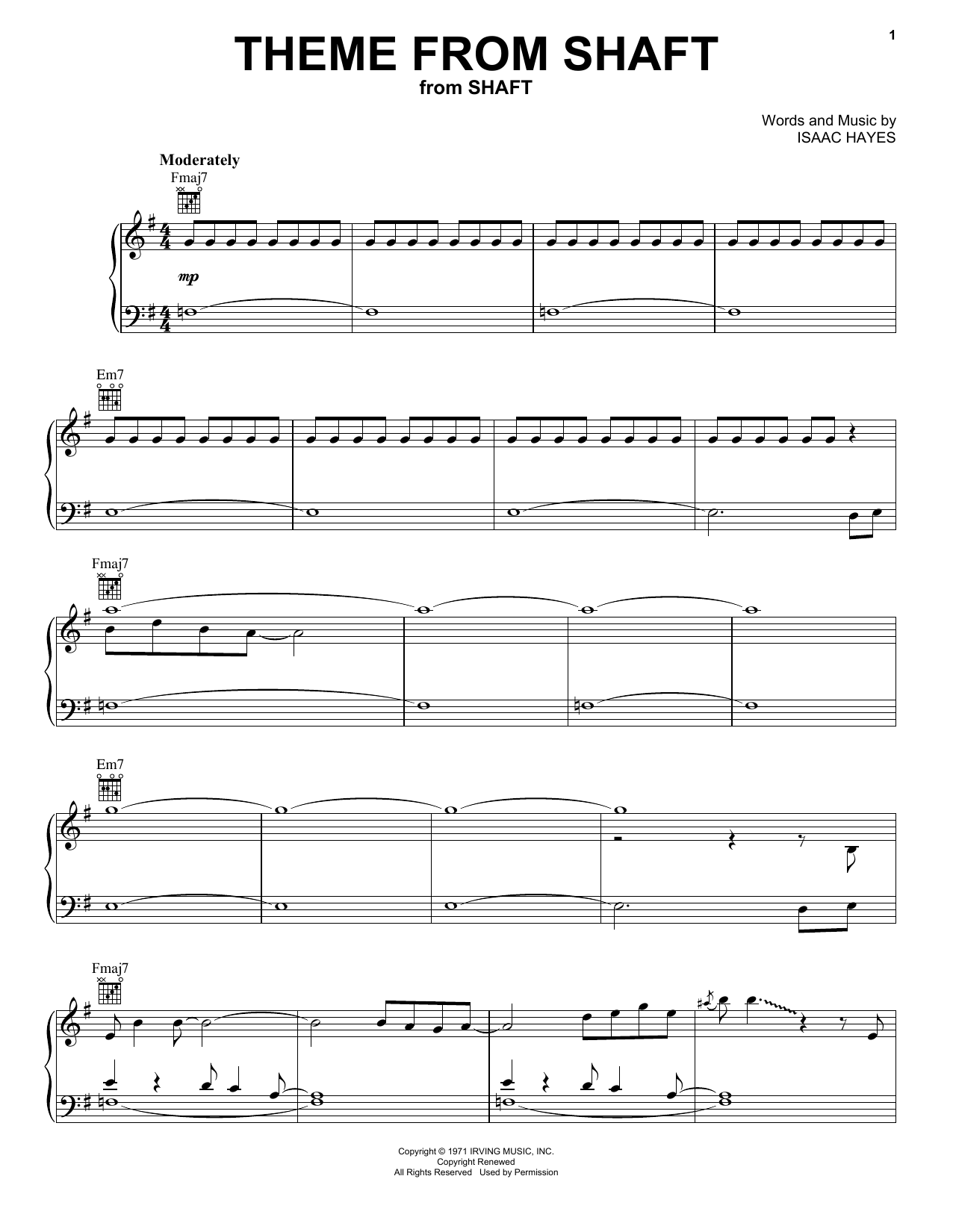 Isaac Hayes Theme From 'Shaft' Sheet Music Notes & Chords for Ukulele - Download or Print PDF