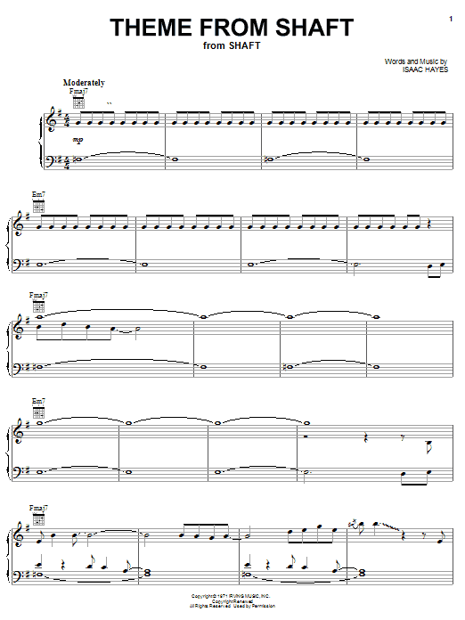 Isaac Hayes Theme from Shaft sheet music notes and chords. Download Printable PDF.