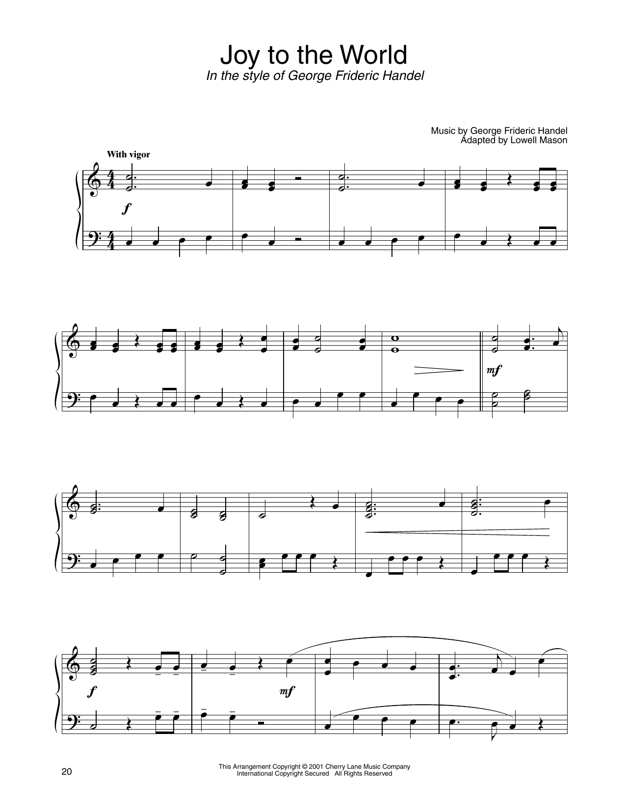 Isaac Watts Joy To The World (in the style of George Frideric Handel) (arr. Carol Klose) Sheet Music Notes & Chords for Piano Solo - Download or Print PDF