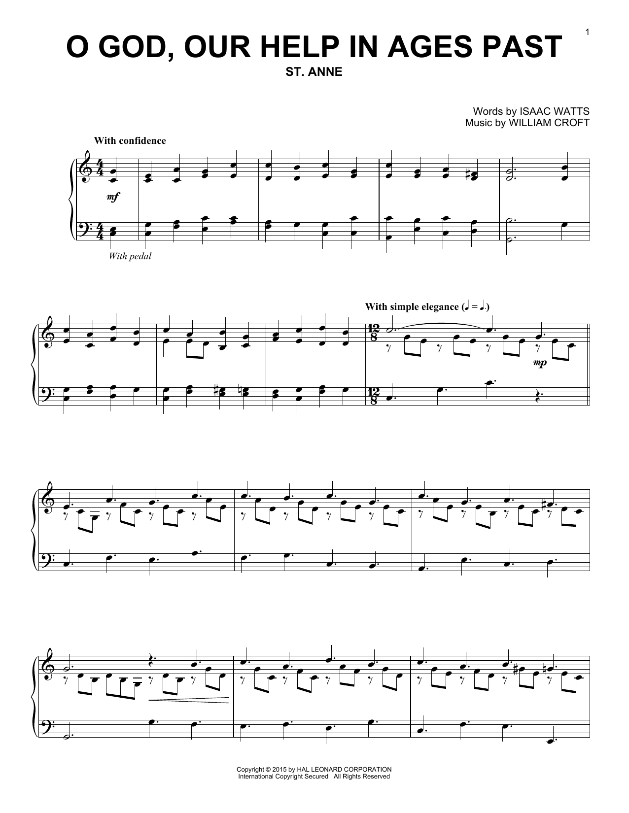Isaac Watts O God, Our Help in Ages Past Sheet Music Notes & Chords for Choir - Download or Print PDF