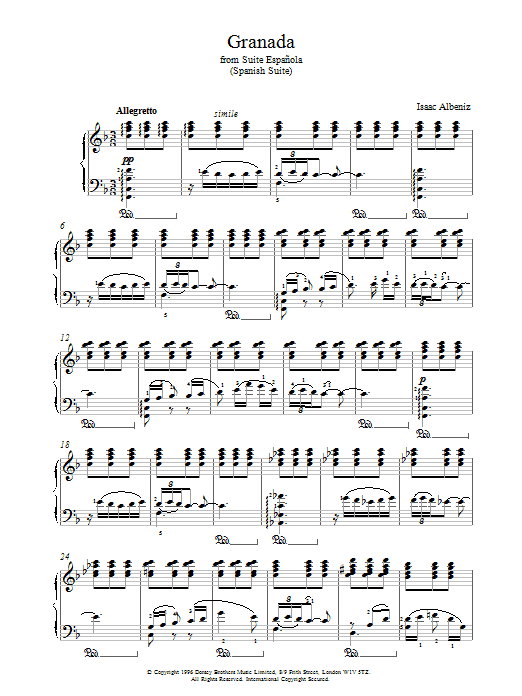 Granada From Suite Espanola sheet music