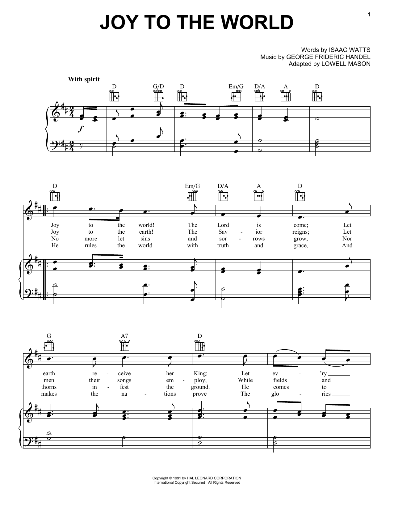 Joy To The World sheet music