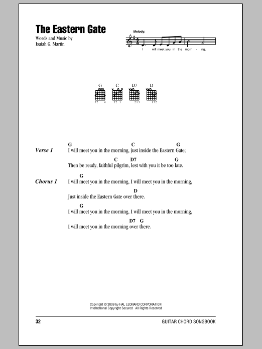 Isaiah G. Martin The Eastern Gate Sheet Music Notes & Chords for Lyrics & Piano Chords - Download or Print PDF