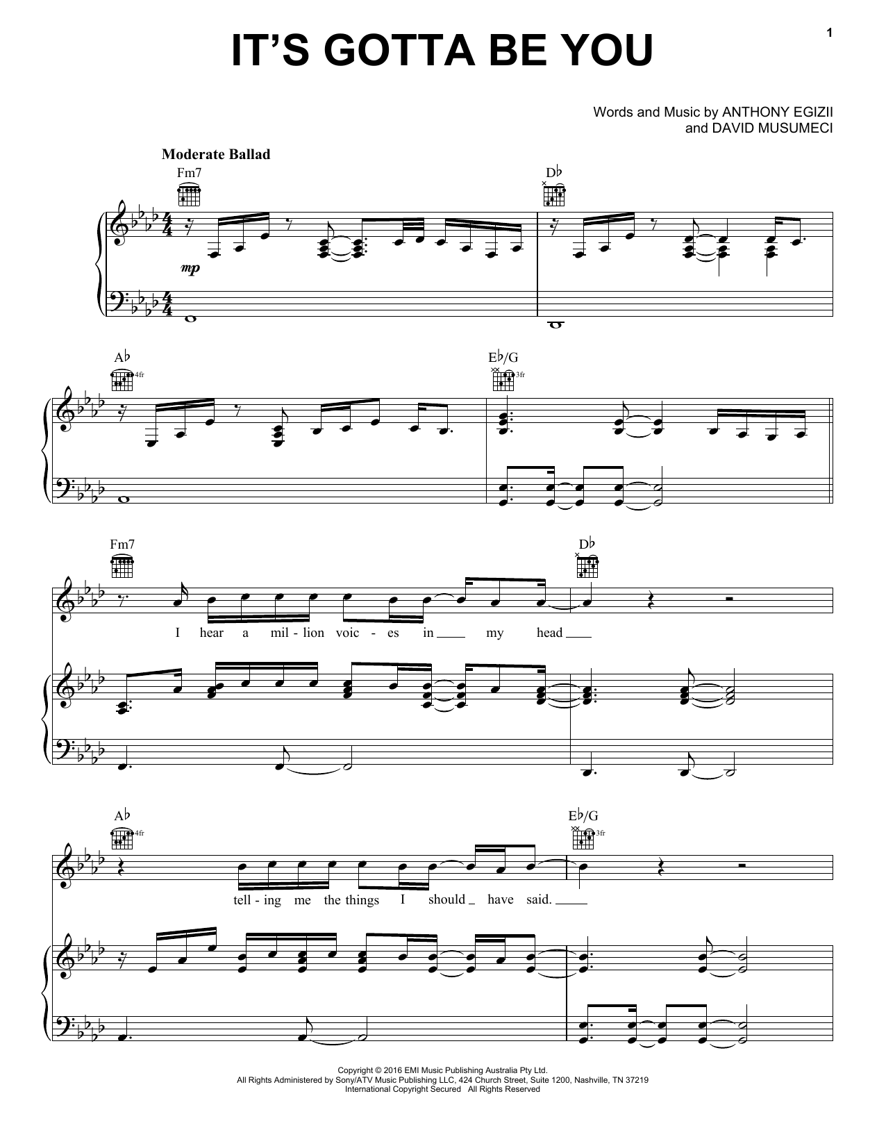 Isaiah It's Gotta Be You Sheet Music Notes & Chords for Piano, Vocal & Guitar (Right-Hand Melody) - Download or Print PDF
