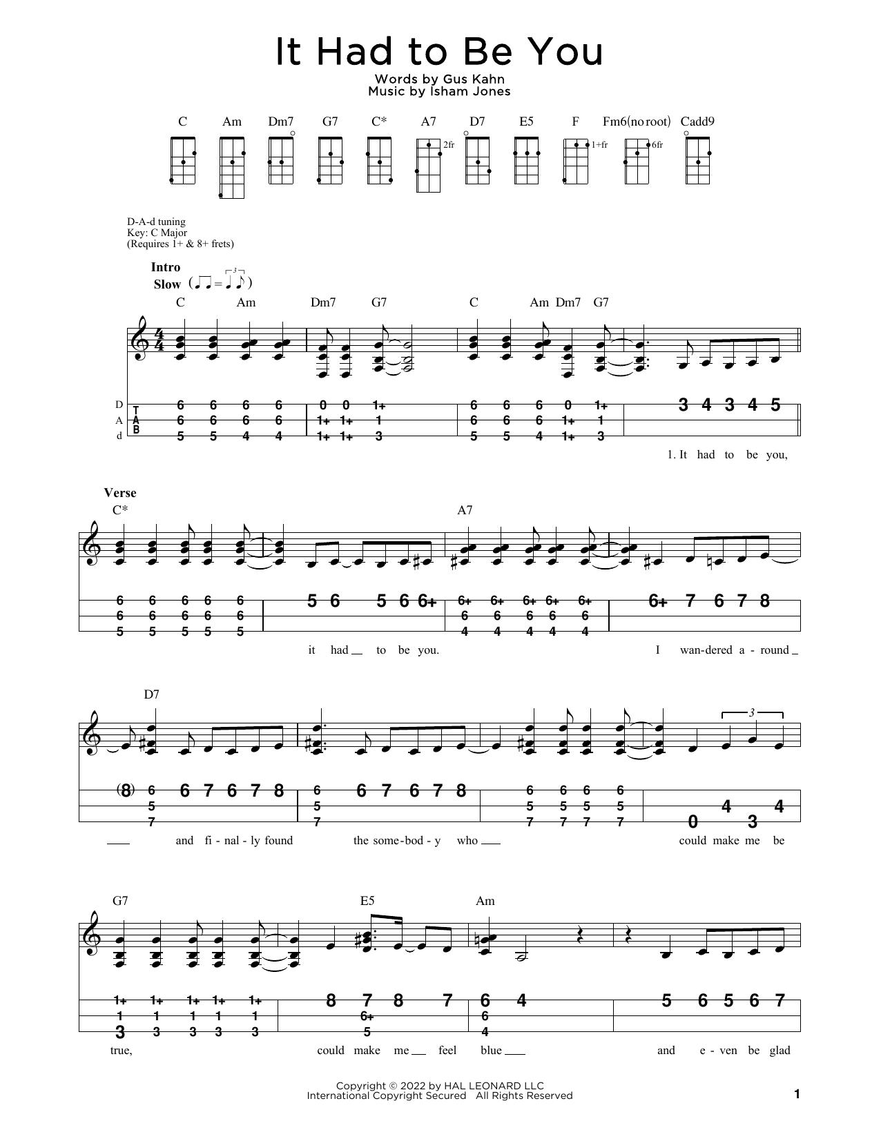 Isham Jones It Had To Be You (arr. Steven B. Eulberg) Sheet Music Notes & Chords for Dulcimer - Download or Print PDF