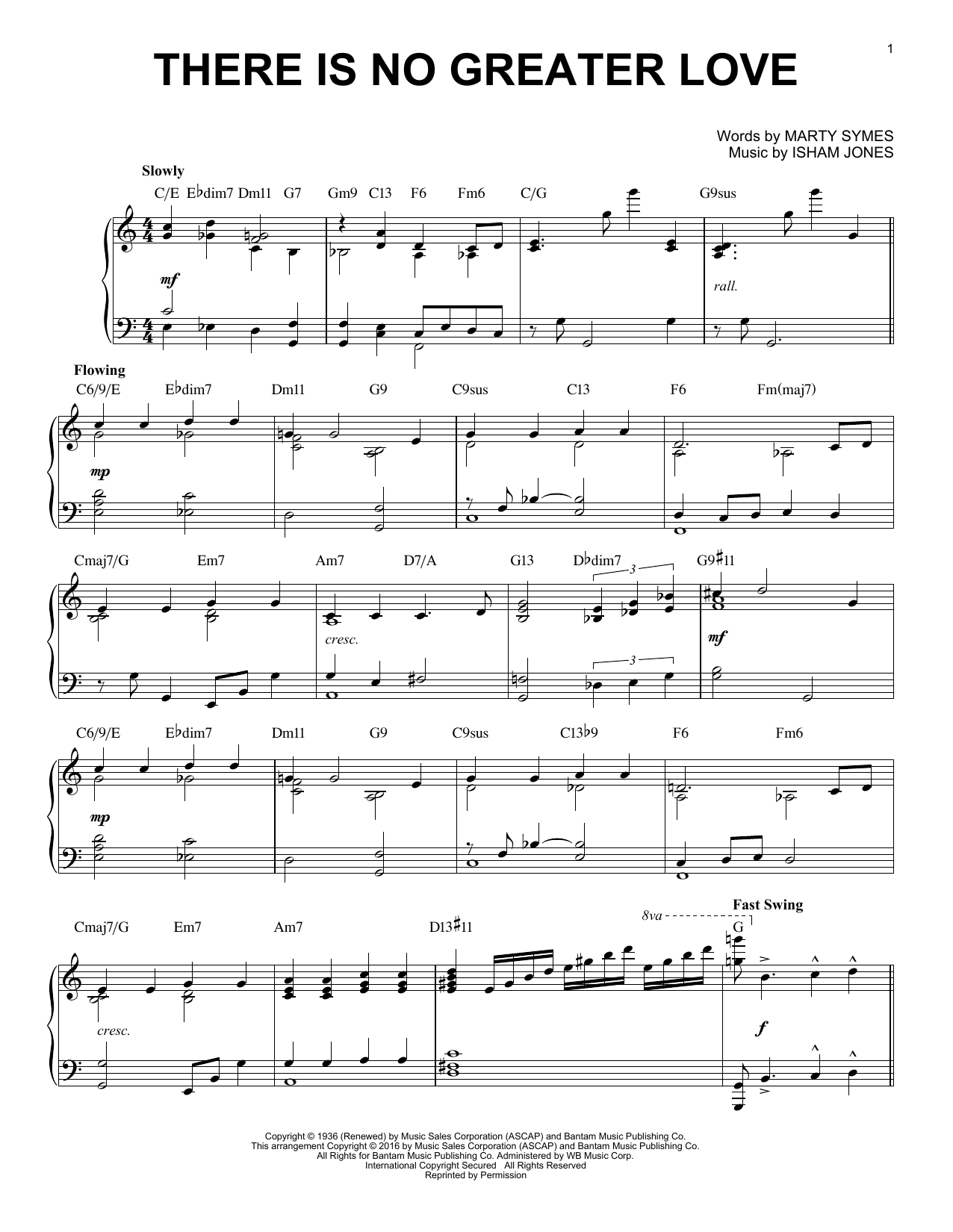 Isham Jones There Is No Greater Love (arr. Brent Edstrom) Sheet Music Notes & Chords for Piano - Download or Print PDF