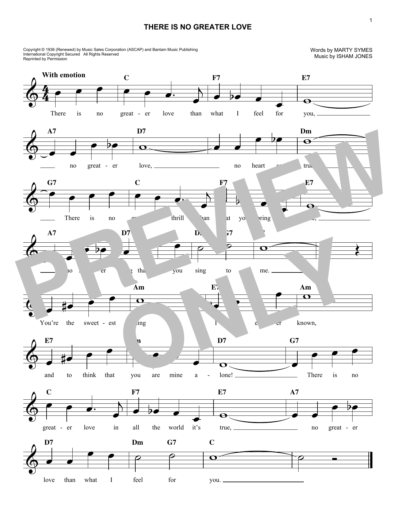(There Is) No Greater Love sheet music