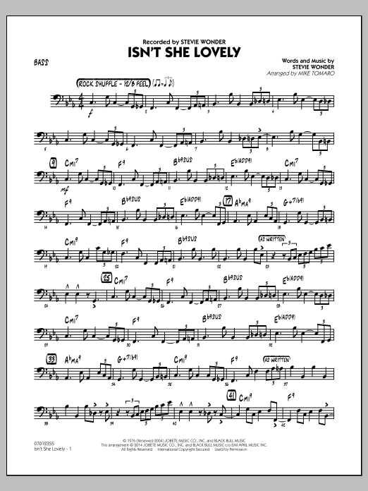Mike Tomaro Isn T She Lovely Bass Sheet Music Download Pdf Score 331719