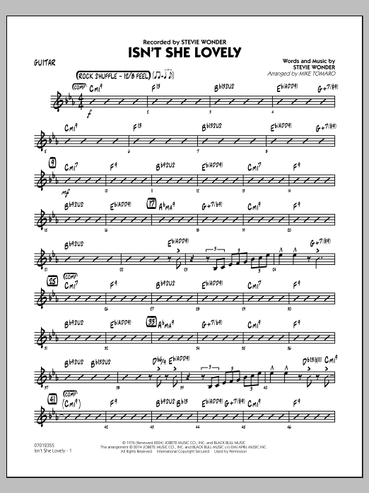Mike Tomaro Isn T She Lovely Guitar Sheet Music Download Pdf Score 331717