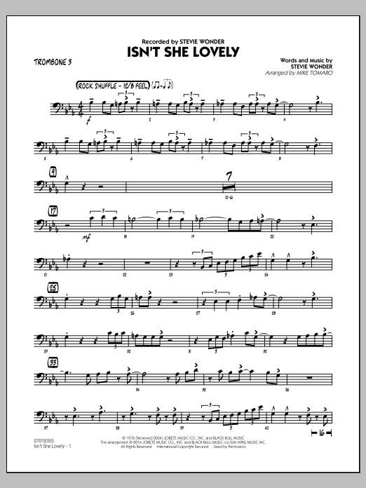 Mike Tomaro Isn T She Lovely Trombone 3 Sheet Music Download Pdf Score 331715