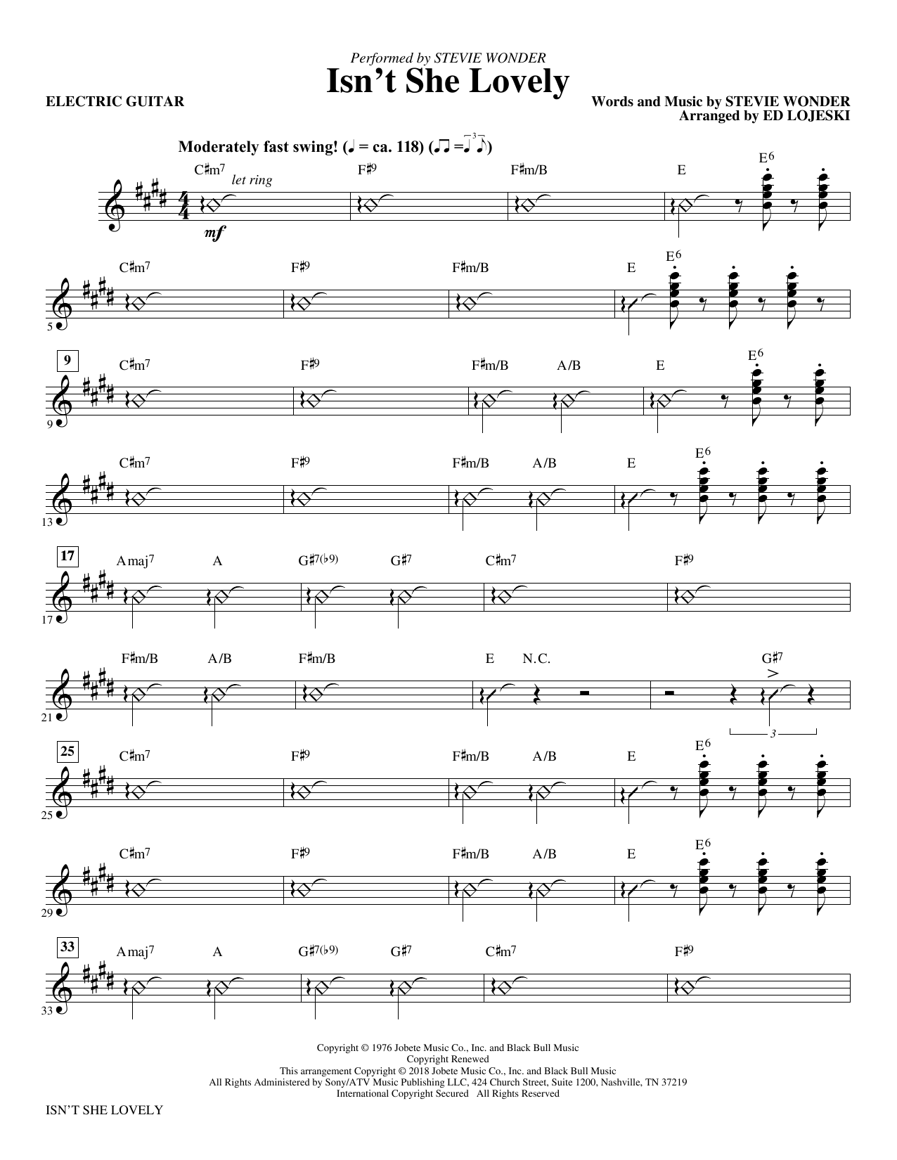 Stevie Wonder Isn T She Lovely Electric Guitar Sheet Music Download Pdf Score 379377