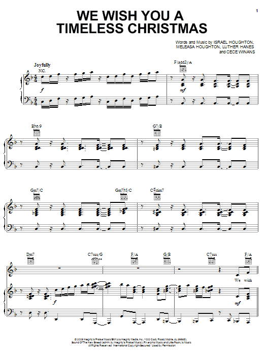 Israel Houghton featuring CeCe Winans We Wish You A Timeless Christmas Sheet Music Notes & Chords for Piano, Vocal & Guitar (Right-Hand Melody) - Download or Print PDF