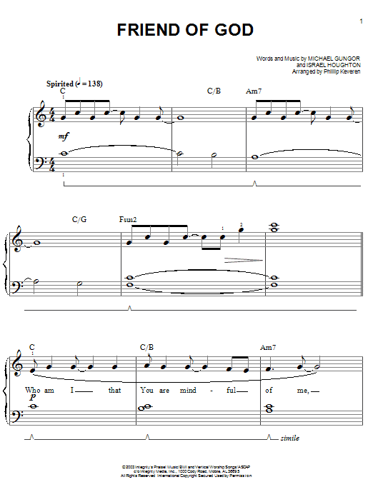 Israel Houghton Friend Of God Sheet Music Notes & Chords for Easy Piano - Download or Print PDF Israel Houghton Friend Of God Sheet Music Notes & Chords for Easy Piano - Download or Print PDF