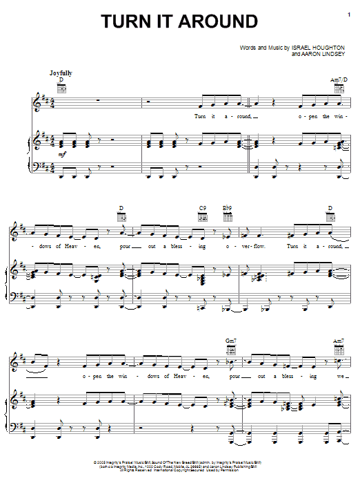 Israel Houghton Turn It Around Sheet Music Notes & Chords for Piano, Vocal & Guitar (Right-Hand Melody) - Download or Print PDF Israel Houghton Turn It Around Sheet Music Notes & Chords for Piano, Vocal & Guitar (Right-Hand Melody) - Download or Print PDF