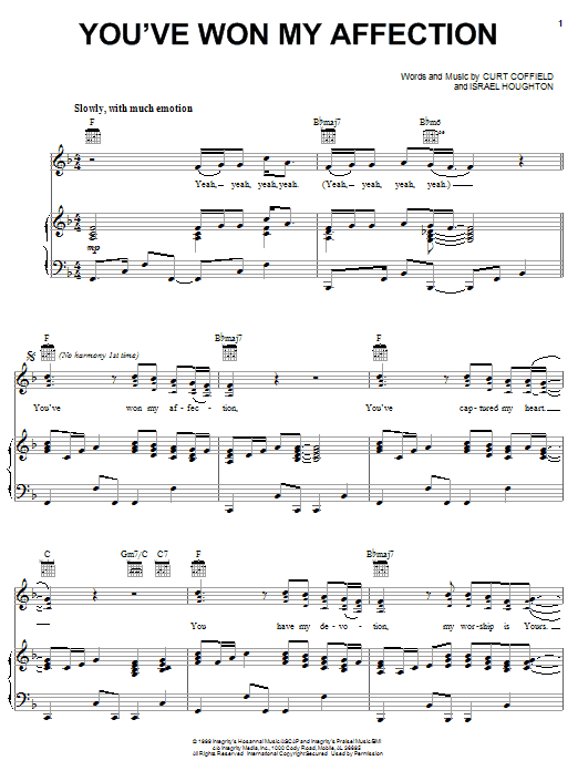 Israel Houghton You've Won My Affection Sheet Music Notes & Chords for Piano, Vocal & Guitar (Right-Hand Melody) - Download or Print PDF Israel Houghton You've Won My Affection Sheet Music Notes & Chords for Piano, Vocal & Guitar (Right-Hand Melody) - Download or Print PDF