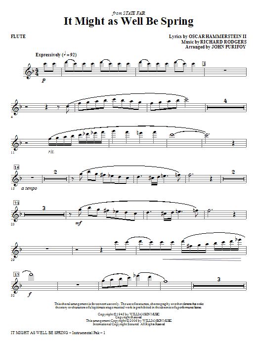 John Purifoy It Might As Well Be Spring Flute Sheet Music Download Pdf Score 266351