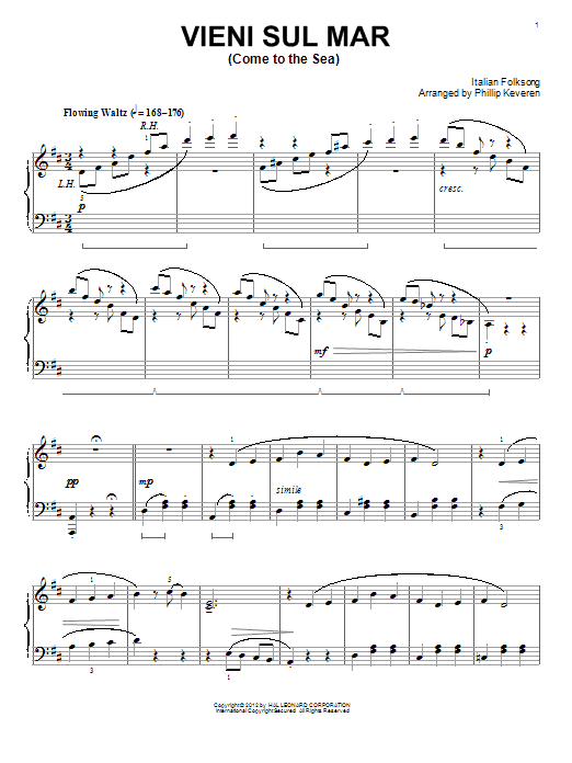 Italian Folk Song Vieni Sul Mar Sheet Music Notes & Chords for Piano - Download or Print PDF