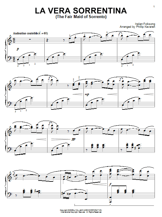 Preview Italian Folksong La Vera Sorrentina (The Fair Maid Of Sorrento) Classical sheet music, notes and chords for Piano, SKU: 53914 La Vera Sorrentina (The Fair Maid Of Sorrento) sheet music