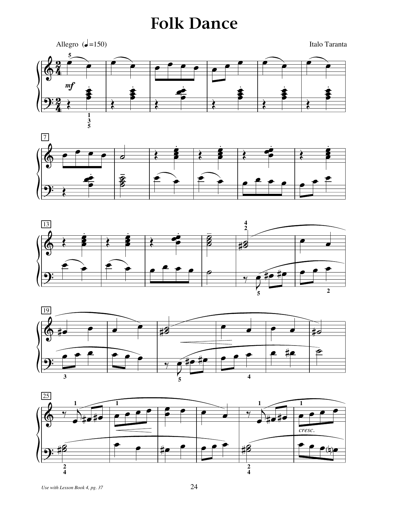 Italo Taranta Folk Dance Sheet Music Notes & Chords for Educational Piano - Download or Print PDF