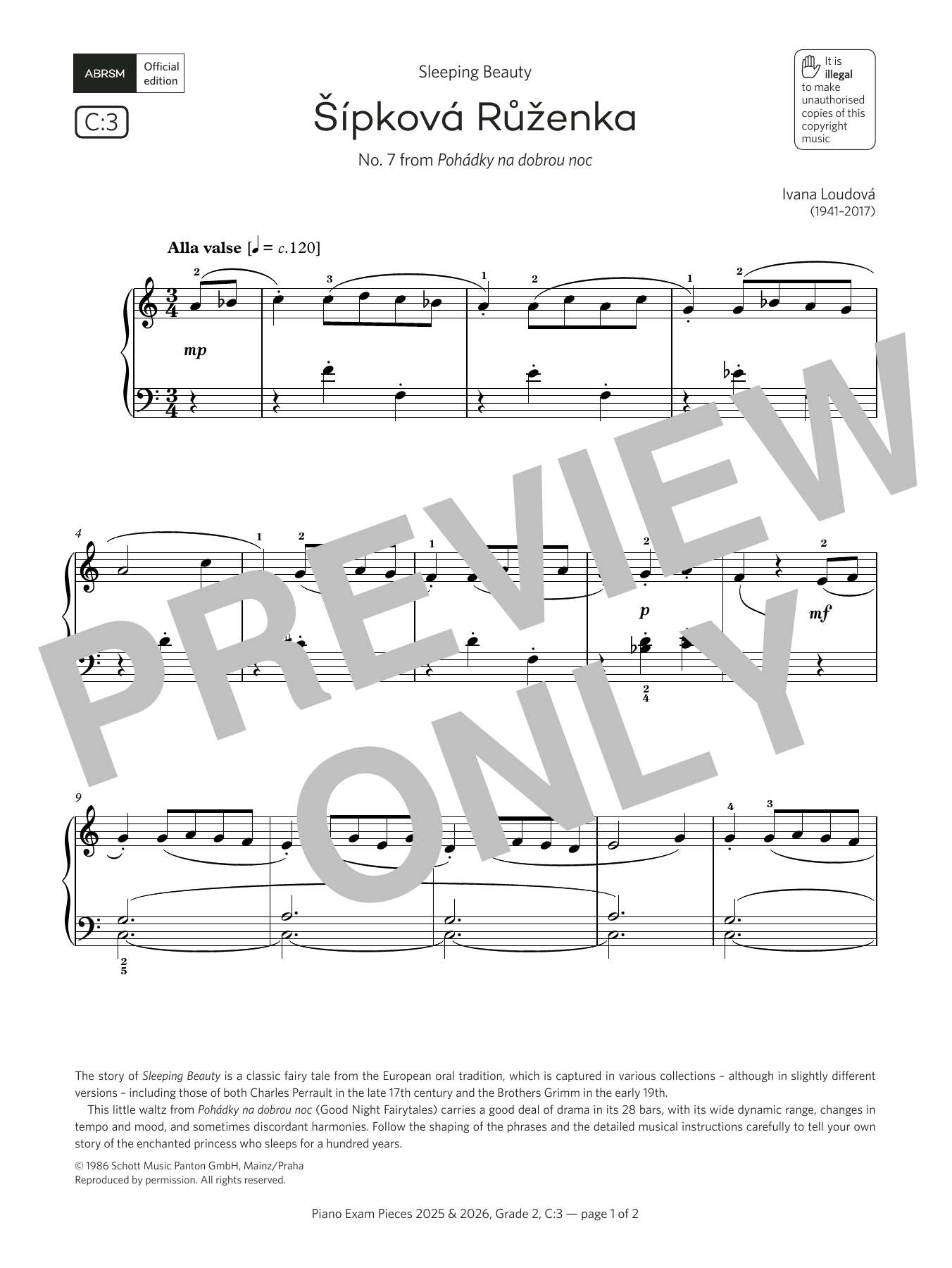 Ivana Loudová Sipkova Ruzenka (Grade 2, list C3, from the ABRSM Piano Syllabus 2025 & 2026) Sheet Music Notes & Chords for Piano Solo - Download or Print PDF