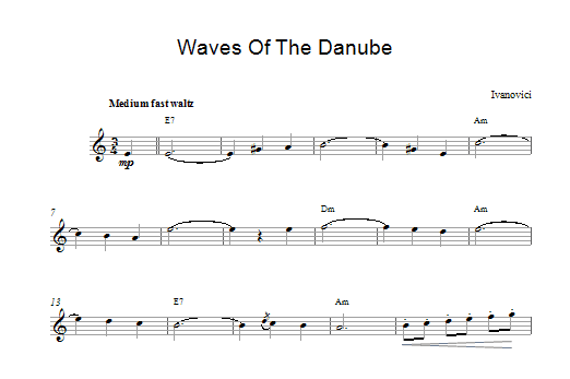 Iosif Ivanovici Waves Of The Danube Sheet Music Notes & Chords for Melody Line & Chords - Download or Print PDF