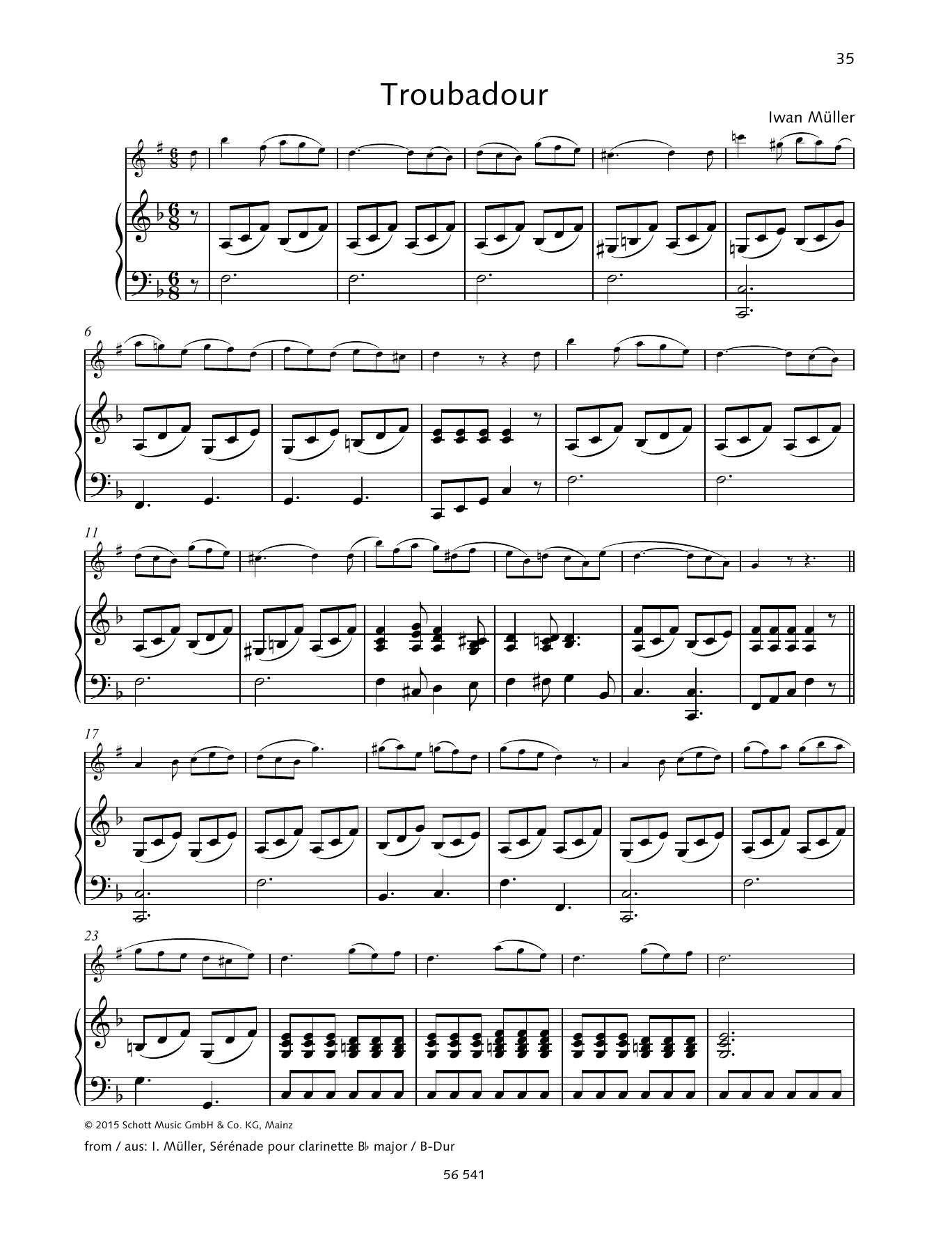 Iwan Müller Troubadour Sheet Music Notes & Chords for Woodwind Solo - Download or Print PDF